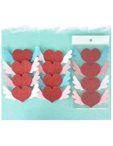 APLIQUE FIGURA 3D CORAZONES CON ALAS R. A004
