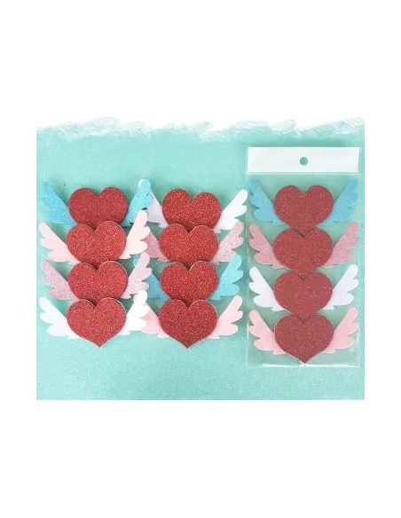 APLIQUE FIGURA 3D CORAZONES CON ALAS R. A004