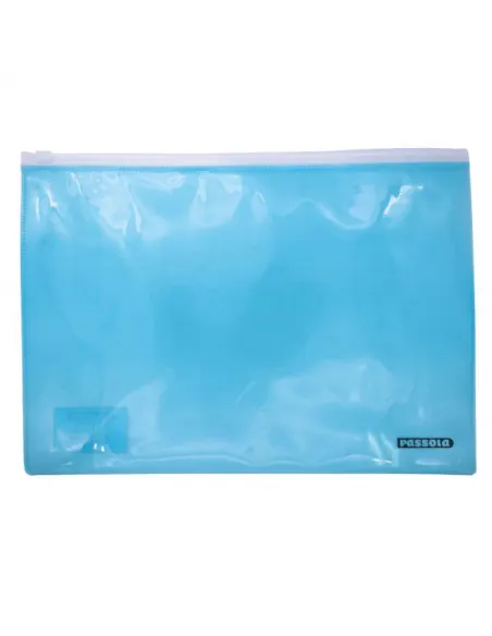 CARPETA PASSOLA A4 ZIPPER AZUL US-P56
