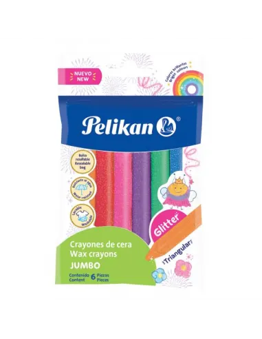 CRAYON PELIKAN JUMBO TRIANG X 6 COL ESCARCHADO
