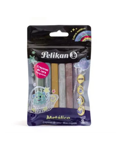 CRAYON PELIKAN JUMBO TRIANG X 6 COL METALIZADO