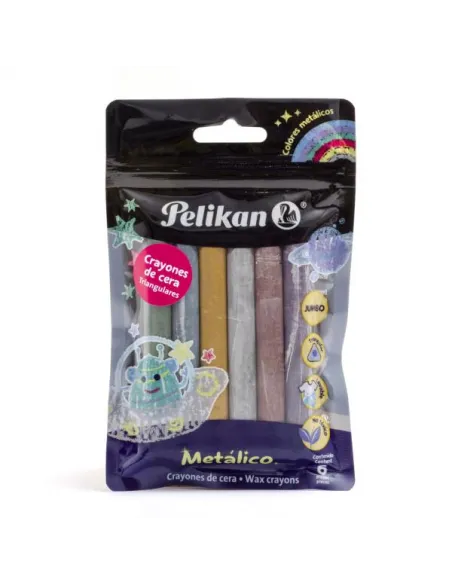 CRAYON PELIKAN JUMBO TRIANG X 6 COL METALIZADO