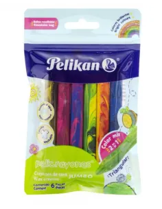 CRAYON PELIKAN JUMBO COLOR MIX TRIANG X 6 UND