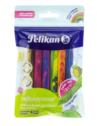 CRAYON PELIKAN JUMBO COLOR MIX TRIANG X 6 UND