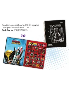 CUAD. ESP. IDEAL 100H CD C/STICKERS DEADPOOL P/DURA