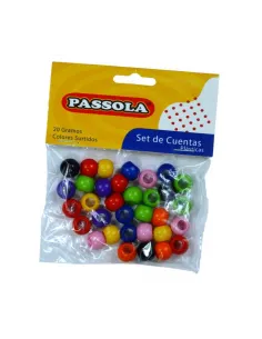 CUENTAS PASSOLA PLASTICAS V/COL 12MM 20GR