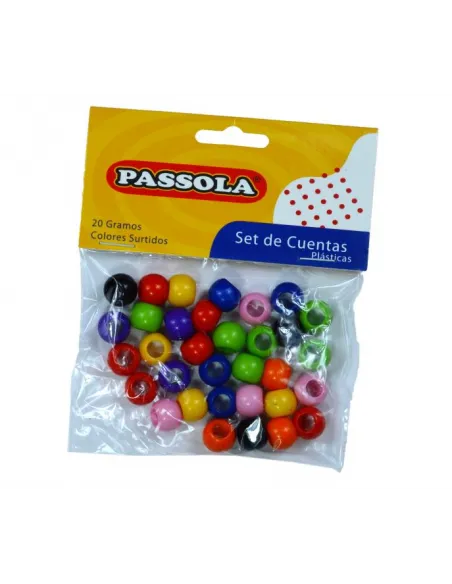 CUENTAS PASSOLA PLASTICAS V/COL 12MM 20GR
