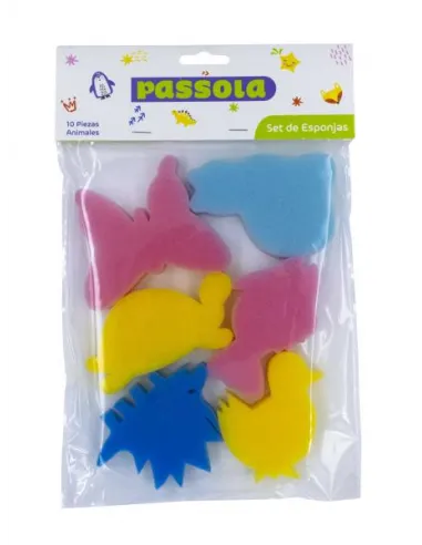 ESPONJA PASSOLA FIGURAS ANIMALES 6 PZAS
