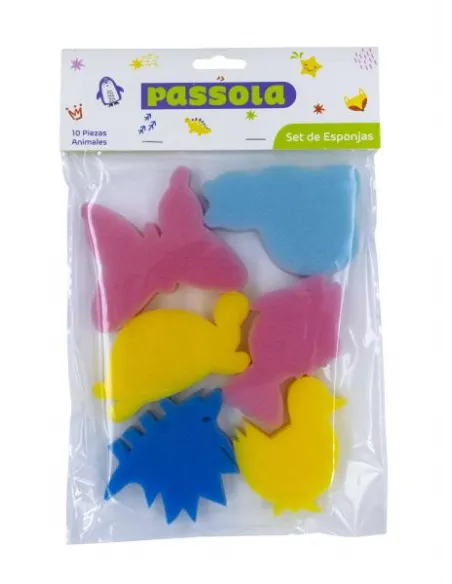 ESPONJA PASSOLA FIGURAS ANIMALES 6 PZAS