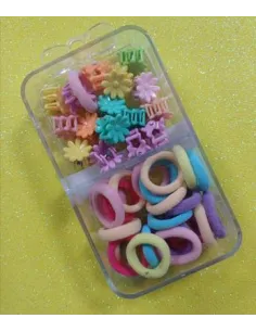 ESTUCHE DE MOÑOS CON VINCHAS CAJA ACRILICA RA