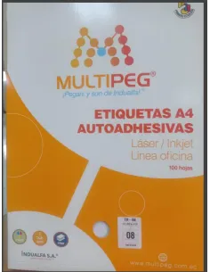ETIQUETA MULTIPEG CR-01 BLANCA A4 CJA. 10 UND