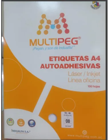 ETIQUETA MULTIPEG CR-01 BLANCA A4 CJA. 10 UND