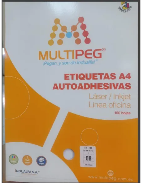 ETIQUETA MULTIPEG CR-01 BLANCA A4 CJA. 10 UND