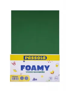 FOAMY PASSOLA A4 VERDE NAVIDEÑO X10