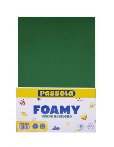 FOAMY PASSOLA A4 VERDE NAVIDEÑO X10