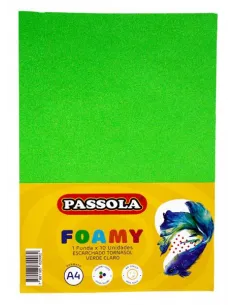 FOAMY PASSOLA A4 ESCARCH TORNASOL VERDE CLARO X10