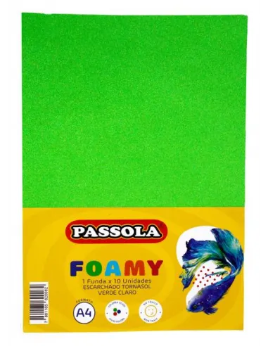 FOAMY PASSOLA A4 ESCARCH TORNASOL VERDE CLARO X10
