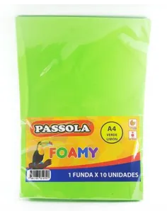 FOAMY PASSOLA A4 VERDE LIMON PAQ X 10 [362] A039/N030/160