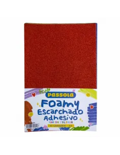 FOAMY PASSOLA A4 ADHESIVO ESCARCH V/COLORES X10