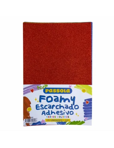 FOAMY PASSOLA A4 ADHESIVO ESCARCH V/COLORES X10