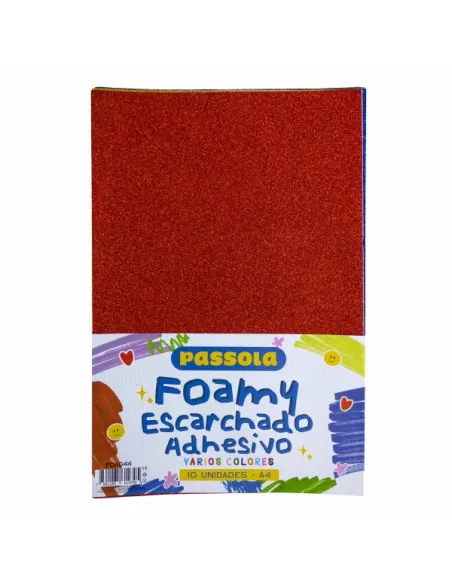 FOAMY PASSOLA A4 ADHESIVO ESCARCH V/COLORES X10