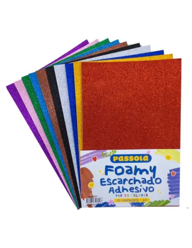 FOAMY PASSOLA A4 ADHESIVO ESCARCH V/COLORES X10