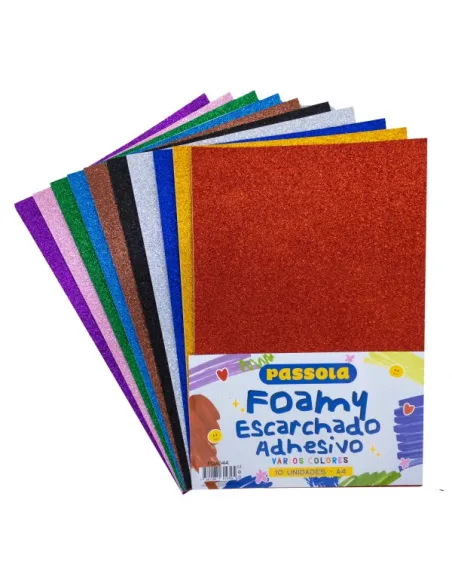 FOAMY PASSOLA A4 ADHESIVO ESCARCH V/COLORES X10