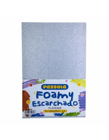 FOAMY PASSOLA A4 ESCARCH NORMAL PLATEADO X10