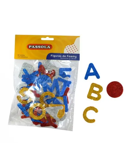 FOAMY PASSOLA FIGURA ADH LETRAS Y VOCALES ESCARCH 60PZAS