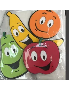 FOAMY FIGURA 3D FRUTAS BANANO/PERA/NARANJ/MANZA A5 V022