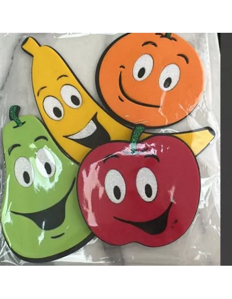 FOAMY FIGURA 3D FRUTAS BANANO/PERA/NARANJ/MANZA A5 V022