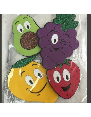 FOAMY FIGURA 3D FRUTAS UVA/AGUACA/FRUTILLA/MANGO A5 V043
