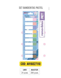 BANDERITA ARTESCO STICKY PASTEL 10 COL 20H