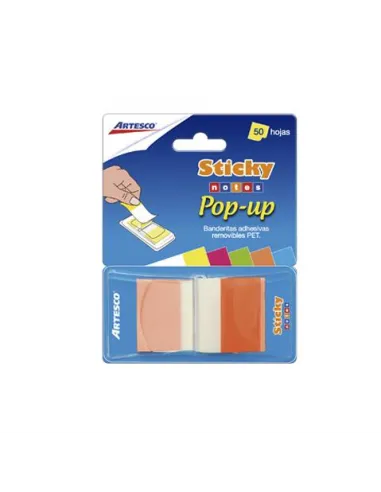 BANDERITA ARTESCO POP UP X 50H NARANJA NEON