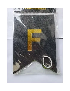 BANDERIN FELIZ CUMPLEAÑOS HOLOGRAFICO NEGRO