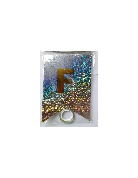 BANDERIN FELIZ CUMPLEAÑOS HOLOGRAFICO PLATEADO