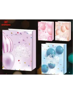 FUNDA REGALO HAPPY BIRTHDAY 20X30X16CM C/SURTIDOS FDA555P