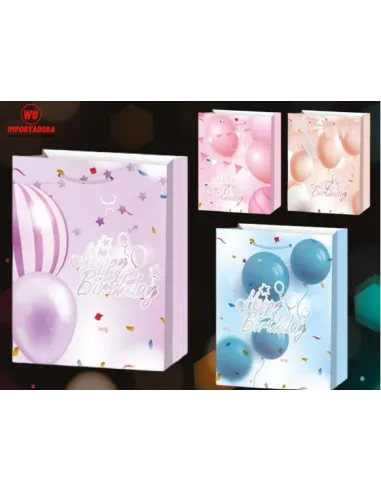 FUNDA REGALO HAPPY BIRTHDAY 20X30X16CM C/SURTIDOS FDA555P