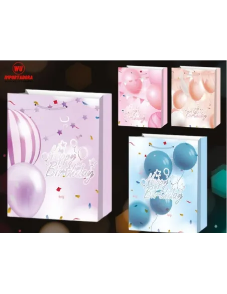 FUNDA REGALO HAPPY BIRTHDAY 20X30X16CM C/SURTIDOS FDA555P