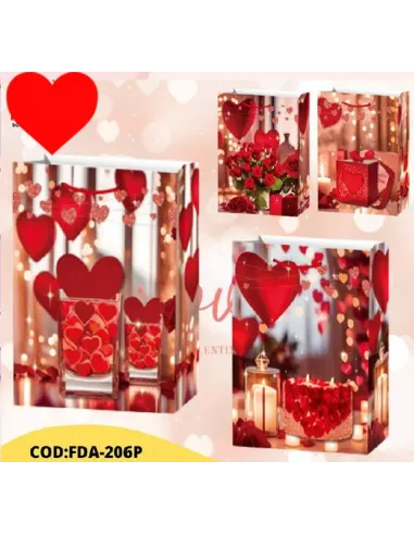 FUNDA REGALO CORAZONES 15X20X10 CM FDA-206P