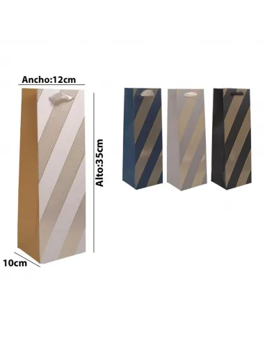 FUNDA REGALO BOTELLA V/COLORES 12X35X10CM 838592