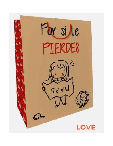 FUNDA DE REGALO KRAFT MEDIANA POR SI TE PIERDES 32X26X13.14CM