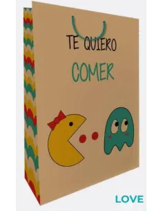 FUNDA DE REGALO KRAFT GRANDE TE QUIERO COMER 44X31X10.5CM