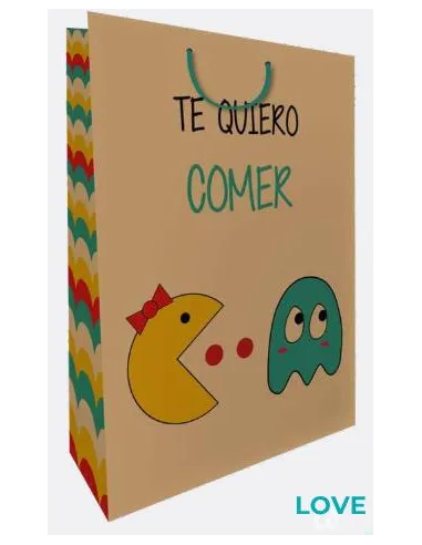 FUNDA DE REGALO KRAFT GRANDE TE QUIERO COMER 44X31X10.5CM