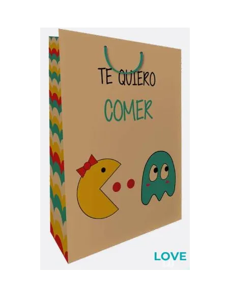 FUNDA DE REGALO KRAFT GRANDE TE QUIERO COMER 44X31X10.5CM