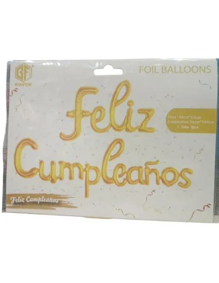 GLOBO METALICO FELIZ CUMPLEAÑOS LETRA CURSIVA