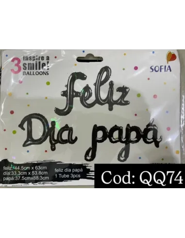 GLOBO METALICO RA LETRAS FELIZ DIA PAPPA V/COLORES