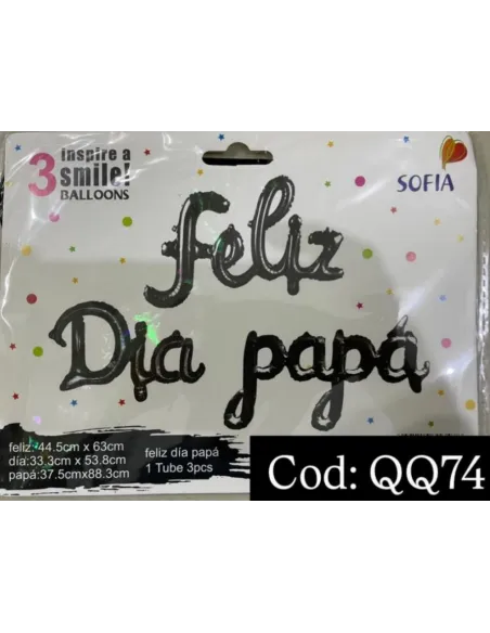 GLOBO METALICO RA LETRAS FELIZ DIA PAPPA V/COLORES