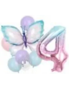 GLOBOS SWH ALUMINIO  4 ROSA/MARIPOSA 40PLG 69J7A-1