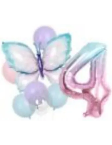 GLOBOS SWH ALUMINIO  4 ROSA/MARIPOSA 40PLG 69J7A-1